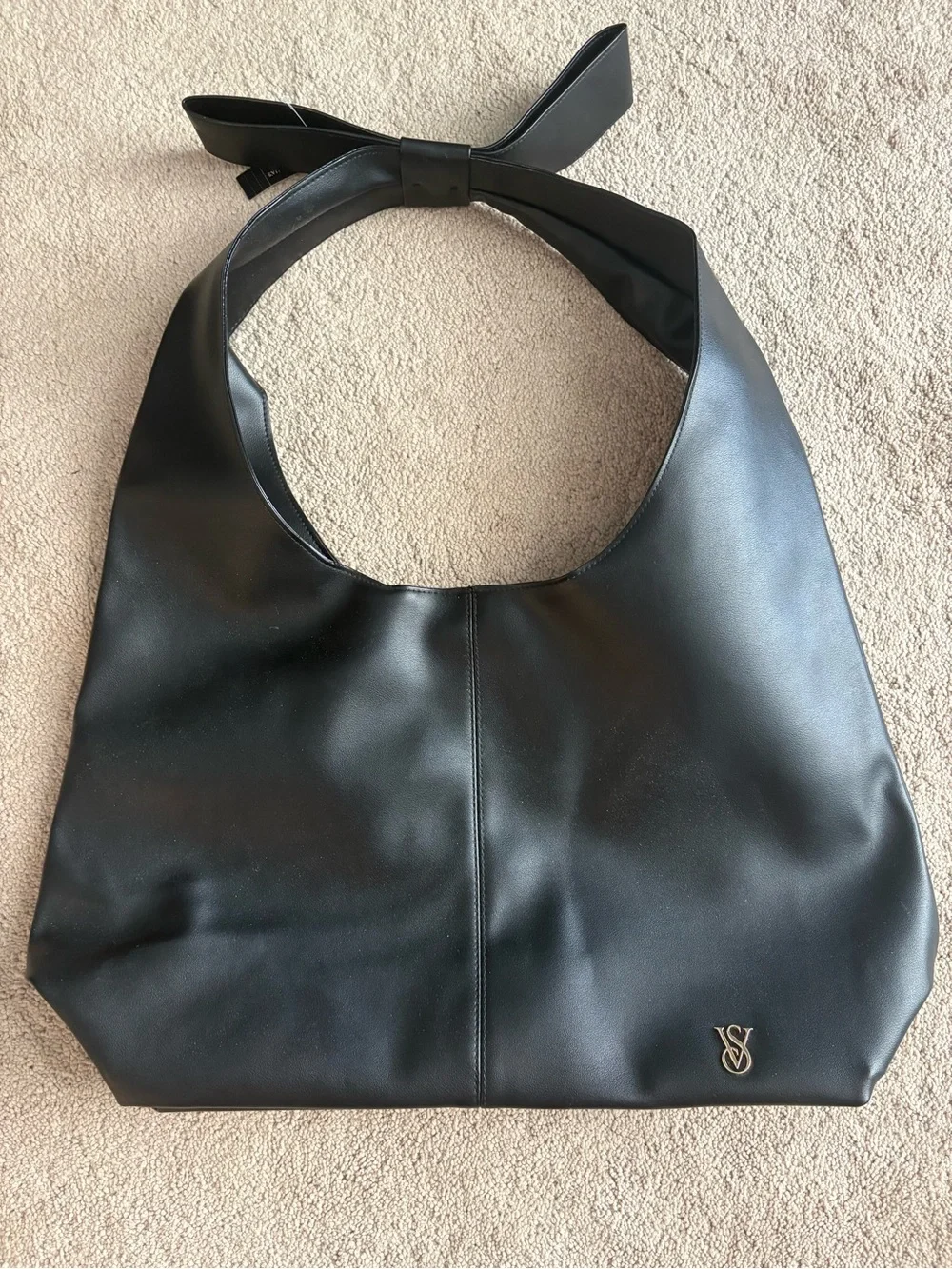 Victoria's Secret Black Bow Strap Hobo Shoulder Bag